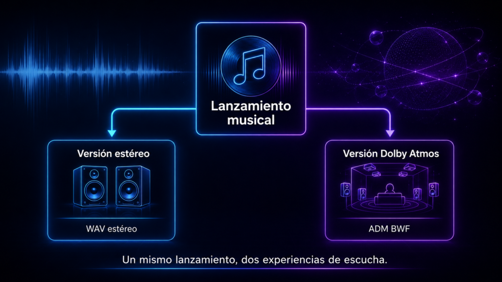 Versiones estéreo y Dolby Atmos de un mismo lanzamiento musical